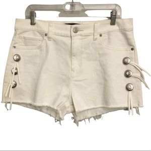 Express White High-Waisted Denim Shorts Size 12